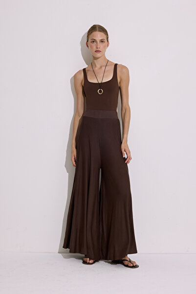 Manuka DÖKÜMLÜ RAHAT PANTOLON KAHVERENGİ