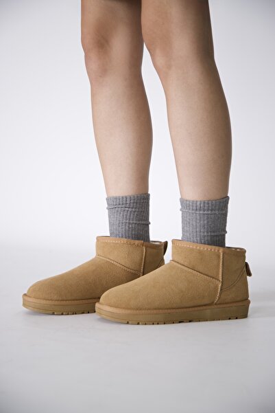 stato - Tan Genuine Suede Leather Women's Boots 25Y-1019