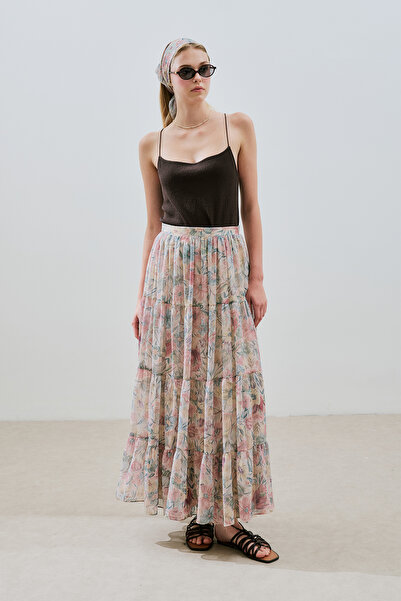 Manuka Long Tie Chiffon Skirt Pastel Floral