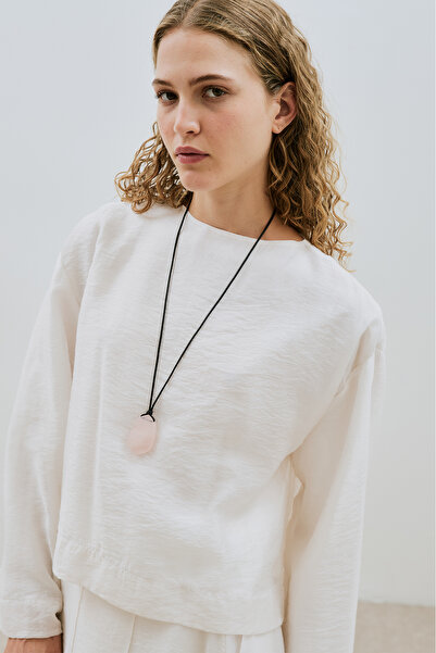 Manuka Wide Sleeve Draped Bluse Ecru