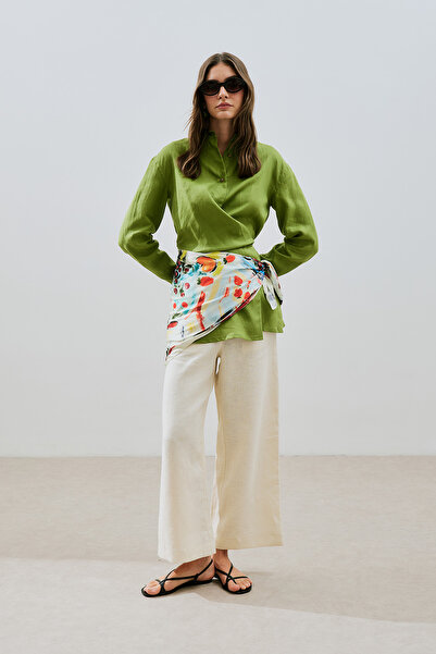 Manuka LEINEN-HEMD MIT KLEIDUNGSDETAIL, PISTAZIENGRÜN