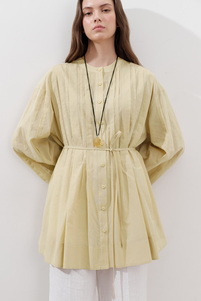 Manuka Ribbed Wide Sleeve Tunic Yellow