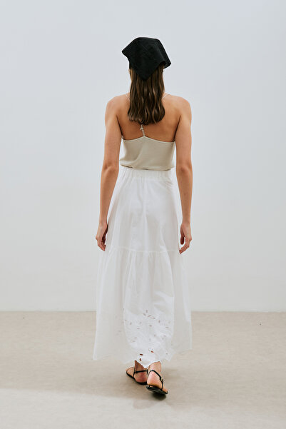 Manuka NAKIŞLI UZUN ETEK EKRU