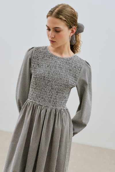 Manuka PÖTİKARE GİPELİ ELBİSE KAHVERENGİ