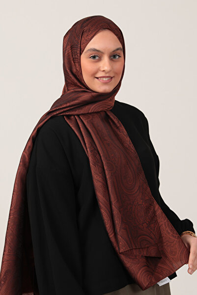 ipekistanbul Şal jacquard cu două feţe mătăsos - indian - cupru