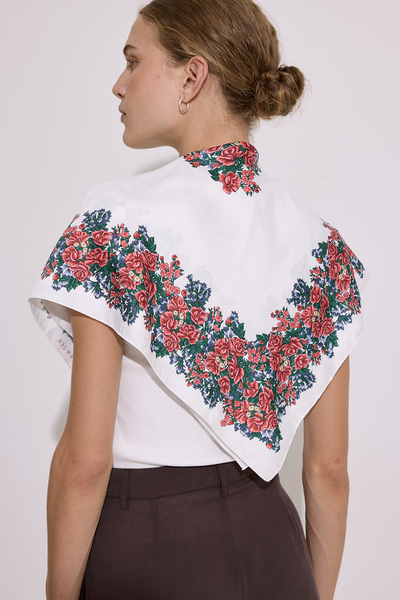 Manuka Шовковий шарф з візерунком SATEN DESENLİ DAHLIA