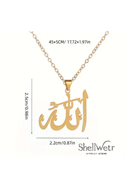 shellwetr Allah sevgisini simgeleyen manevi değeri yüksek altın kaplama kolye-En özel hediye