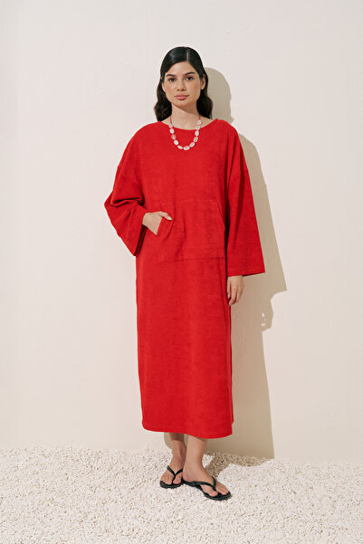 Manuka Towel Fabric Casual Dress Red