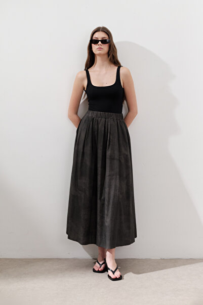 Manuka Patterned Cotton Light Skirt Anthracite