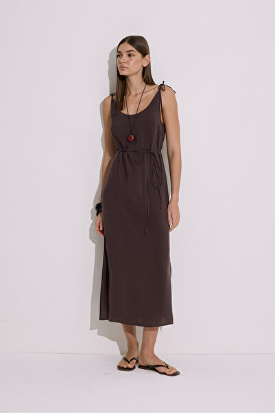 Manuka Modal Strapped Comfortable Dress Brown Coffee