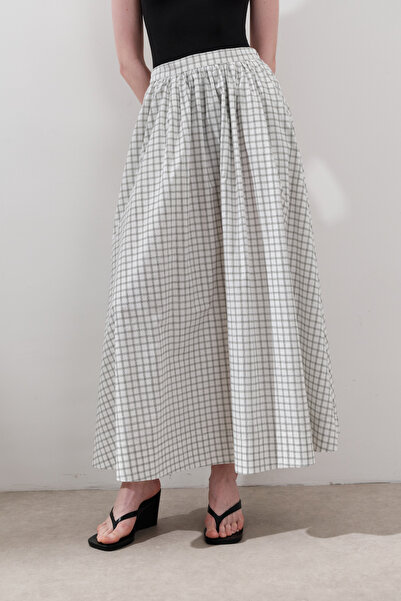 Manuka Patterned Poplin Skirt Ecru