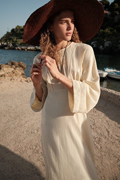 Manuka Textured Striped Detailed Dress Natural