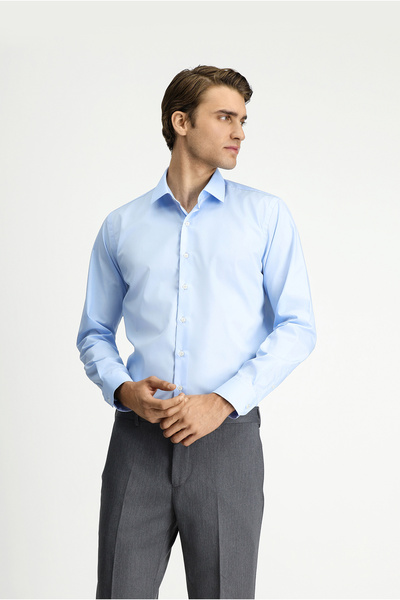 Kiğılı Μακρυμάνικο Slim Fit Slim Fit Βαμβακερό πουκάμισο χωρίς σίδερο