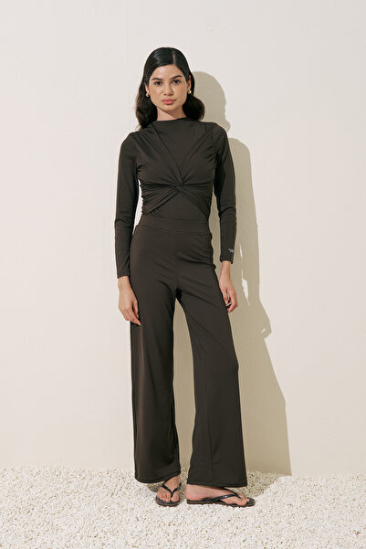 Manuka GENİŞ UZUN PAÇA MAYO PANTOLON KAHVERENGİ