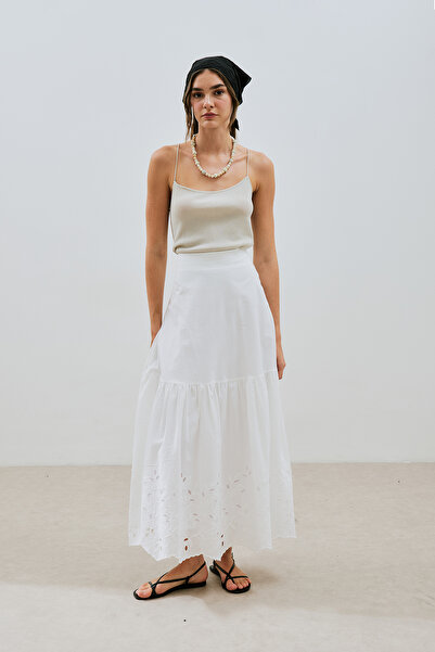 Manuka Вишита довга спідниця Екру