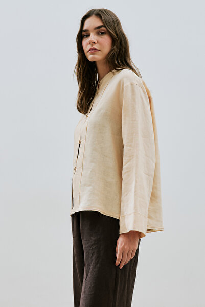 Manuka Keten Button-Front Shirt with Buttons on the Front