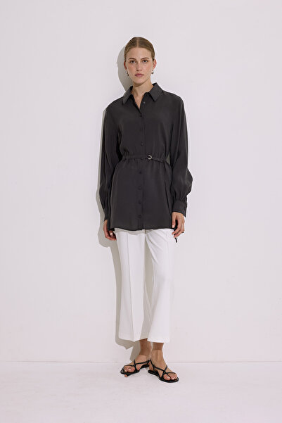 Manuka Modal Belted Shirt Anthracite