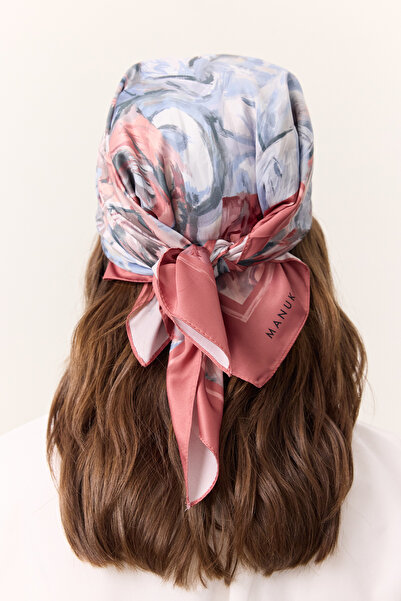 Manuka АТЛАСОВА ШАРФ З ВІЗЕРУНКОМ СОФІЯ - ЛОСОСЕВИЙ