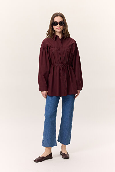 Manuka Tunic with Tie Detail Burgundy