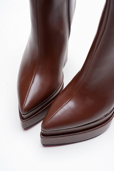 Ayakkabı Ateşi Kadın Platform Yüksek Topuklu Bot Mojo Kahve Cilt