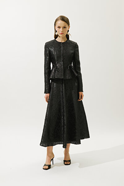 Manuka Вечерна рокля Мери, жакардово яке, черно