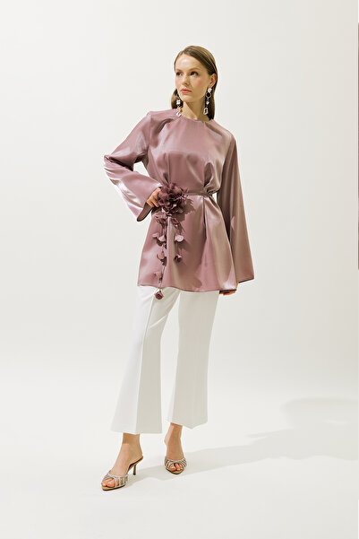 Manuka Hana Organza Bluz Lila