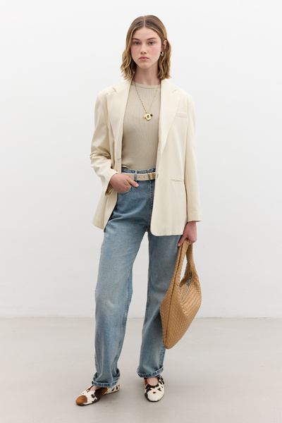 Manuka Classic Closing Blazer Jacket Vanilla