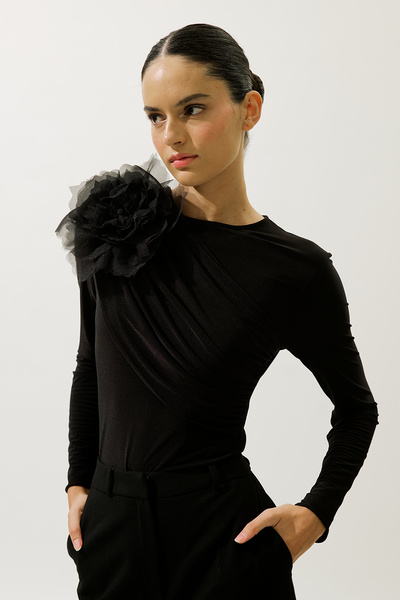 Manuka Blazer with Cape Detail Black