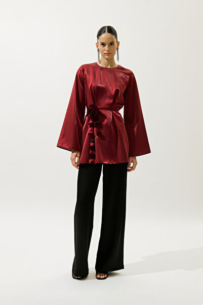 Manuka Hana Organza Bluz Bordo