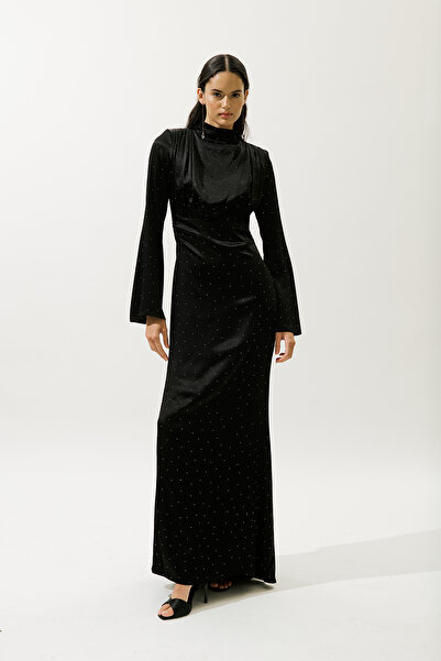 Manuka MILA TAŞLI ABİYE ELBİSE SİYAH