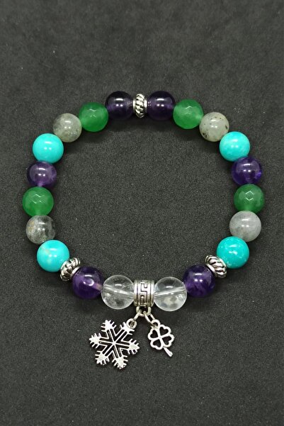 Hayalperest boncuk Βραχιόλι από φυσική πέτρα από κρυστάλλινο χαλαζία και αμέθυστο