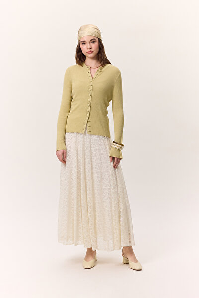 Manuka DANTEL PİLİSELİ ETEK EKRU