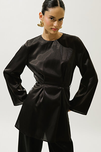 Manuka Hana Organza Bluz Black