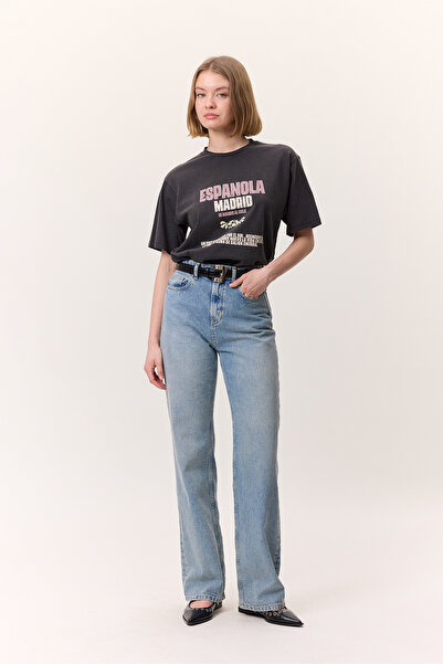 Manuka YIKAMA EFEKTLİ KISA KOLLU TSHIRT ANTRASİT