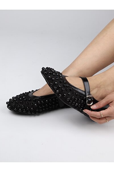 stato Taş Detaylı Kadın Babet Siyah