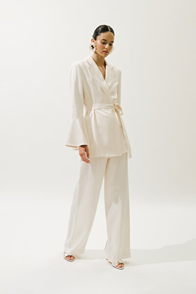 Manuka Wide Leg Satin Evening Dress Pants Vanilla