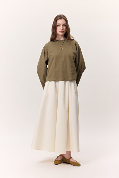 Manuka Long Sleeve Short Tshirt Khaki