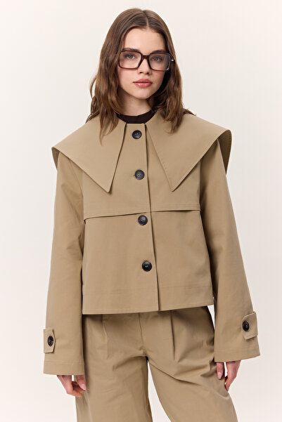 Manuka Wide Collar Gabardine Jacket Belt