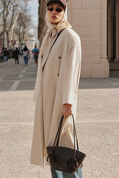 Manuka ŞAL DETAYLI TASARIM TRENÇKOT KREM