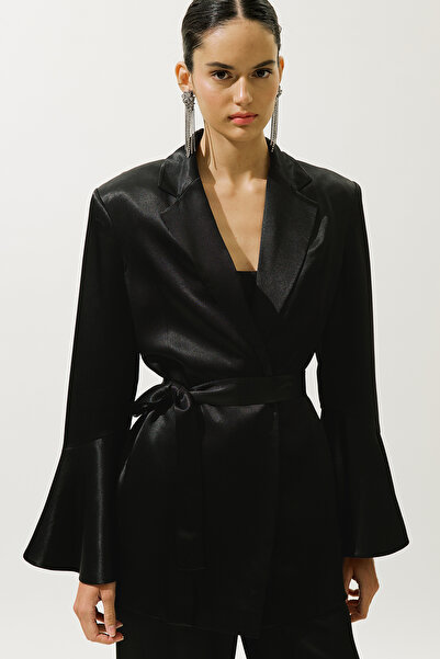 Manuka ВЕЧЕРНО САКО СЪС САТЕН КОЛАН, ЧЕРНО