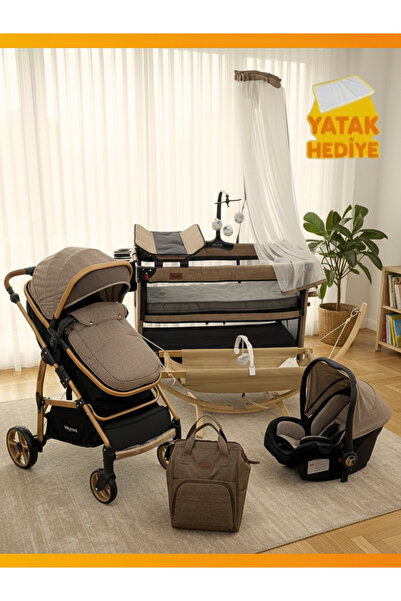 maccon Jaju Baby 70x110 Çeyiz Seti Anne Yanı Asansörlü Park Beşik Bebek Araba...