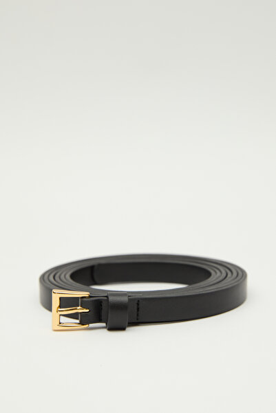 Manuka Black Wrapped Square Buckle Belt