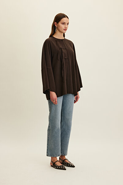 Manuka Brown Shirt - Lacing Detail