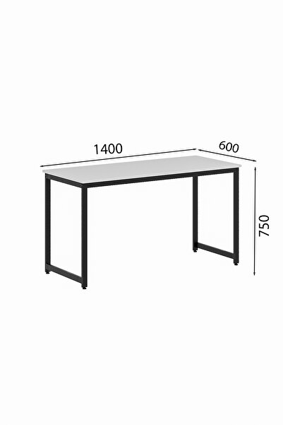 Flinder Beyaz/Siyah 60x140 Çalışma Masası, Bilgisayar Masası, Ofis Masası, Yemek Masası