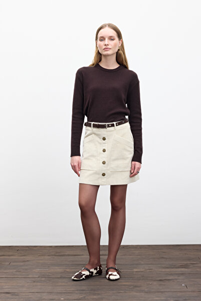 Manuka Trophy Velvet Mini Skirt Vanilla