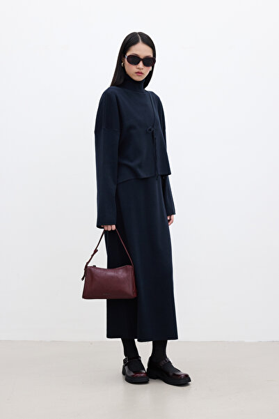 Manuka Sötétkék kötöttáru kardigán - fűzős kivitel