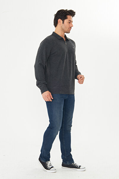 TRENDHİLL Ανδρικό φούτερ 5237-S από ύφασμα Θεσσαλονίκης με γιακά με μισό φερμουάρ