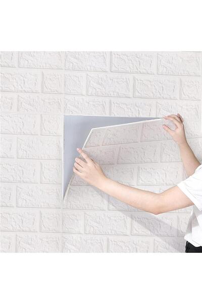 Renkli Duvarlar 70x77cm(0,53m2) Kendinden Yapışkanlı Esnek Sünger Beyaz Tuğla Duvar Kağıdı Paneli