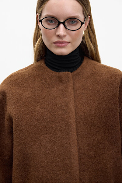 Manuka Chocolate Patterned Cashew Coat - Pockets