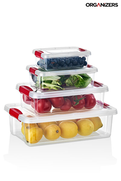 ORGANİZERS 4pcs Stackable Lockable Plastic Food Containers | BPA Free